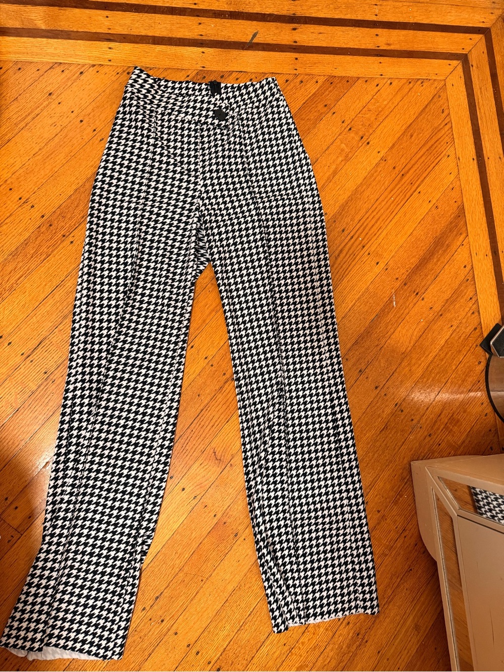Fashion Nova Black & White Houndstooth Wide-Leg Pants